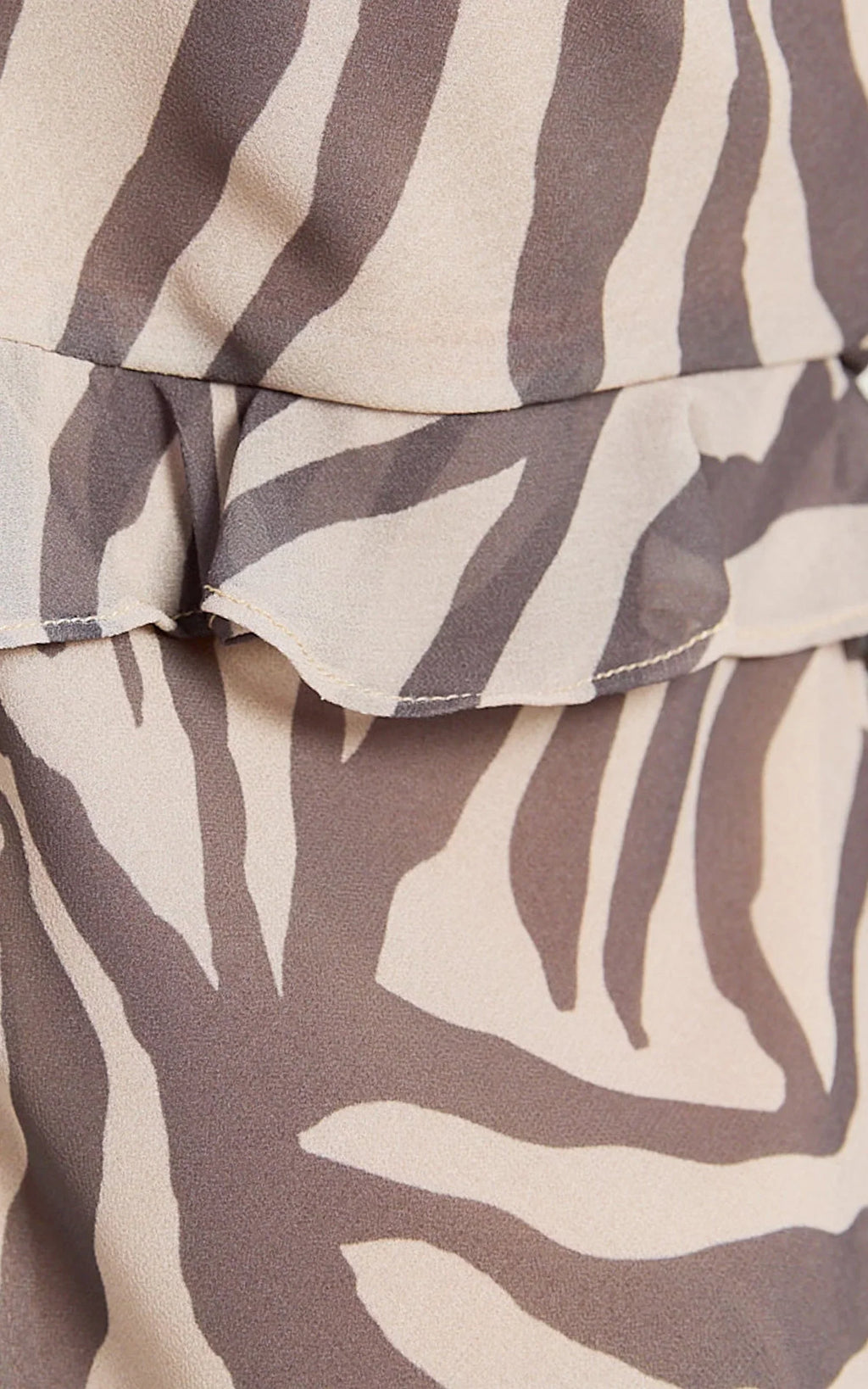 Rita Top - Georgette Tie Front Flared Sleeve Top in Abstract Zebra Print