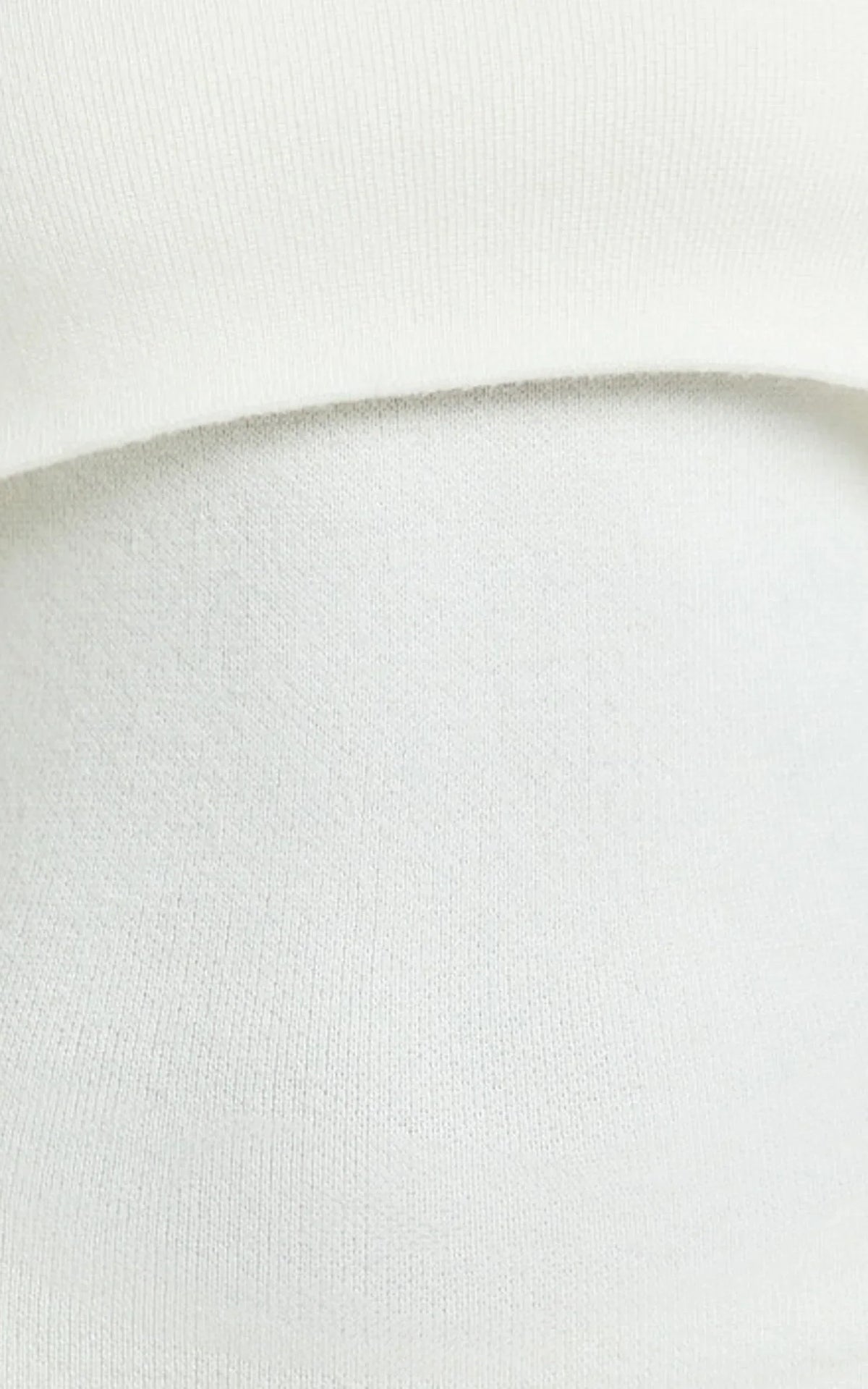 Karina Midi Dress - Long Sleeve Folded Off Shoulder Asymmetric Dress in Cream