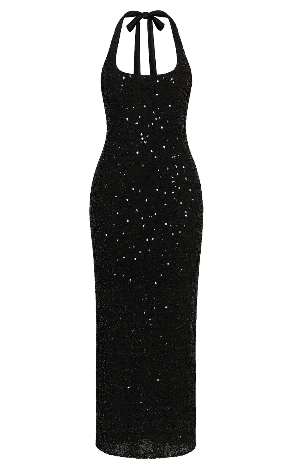 Benny Maxi Dress - Halter Neck Backless Bodycon Dress in Black