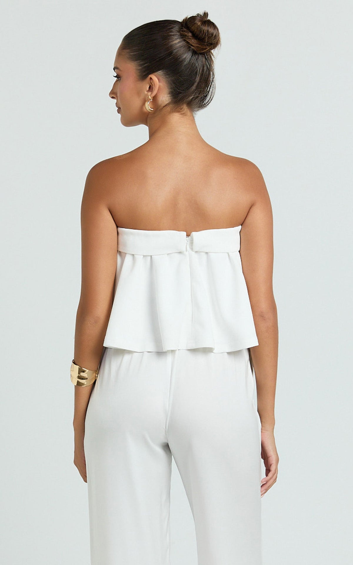 Imara Top - Strapless Peplum Top in Off White