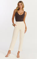 Ivy Pants - High Waisted Slim Cropped Pants in Cream