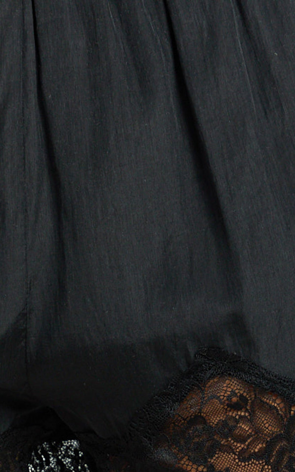 Ivy Short - Satin Short with Lace Trim in Black