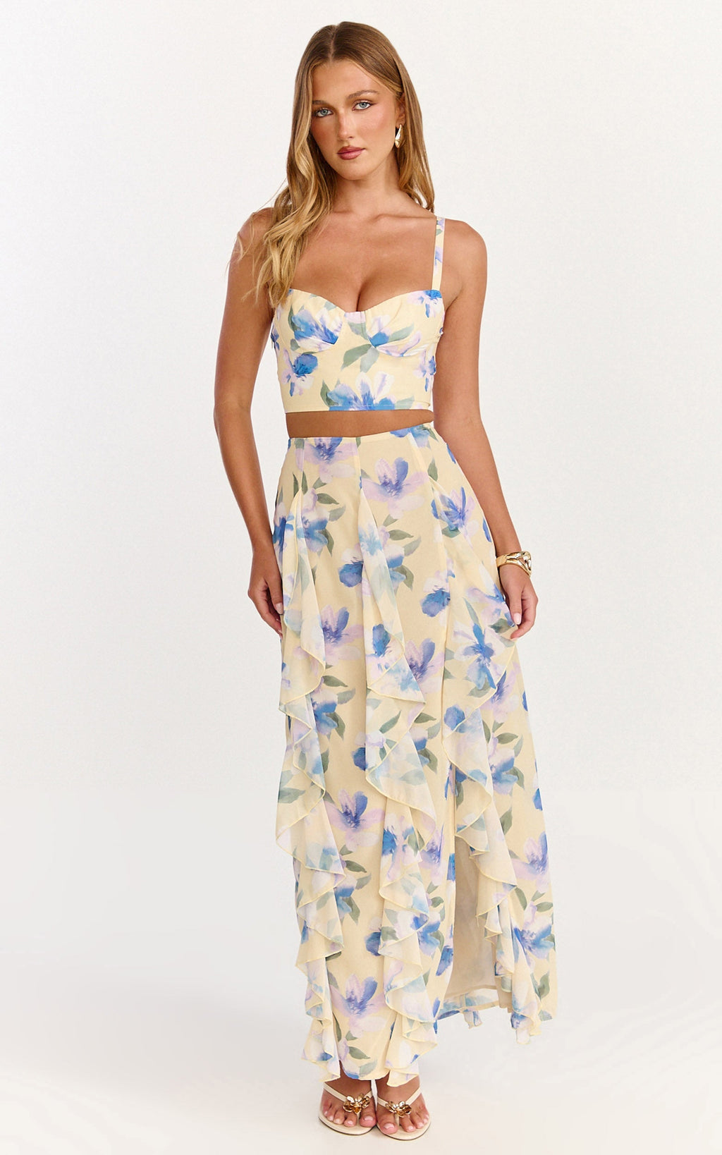 Juliette Top - Corset Crop Top in Femme Floral Print