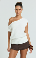 Kara Top - Off Shoulder Knit Top in Cream