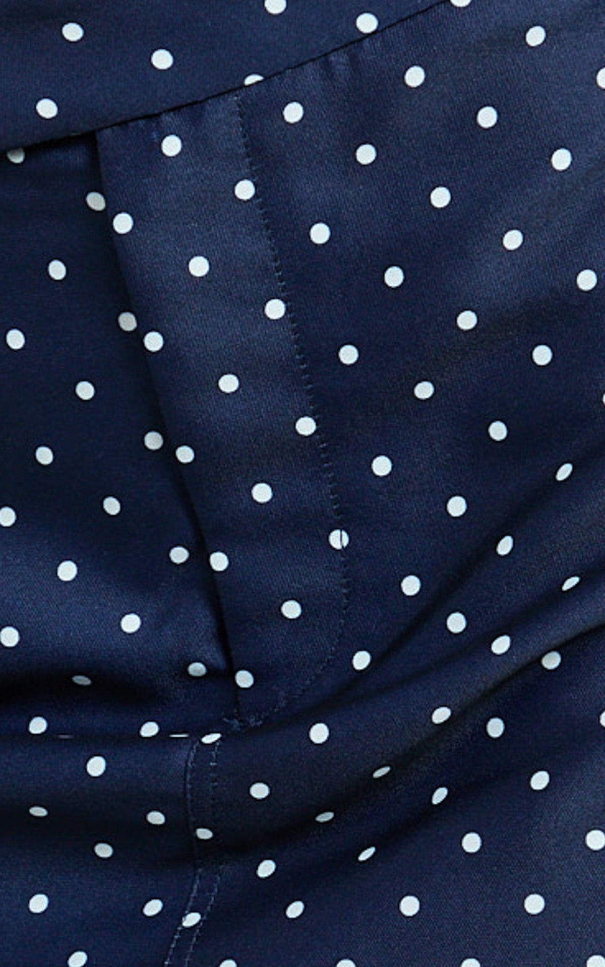 Lana Mini Skirt - Structured Tailored Skirt in Navy/White Polka Dot