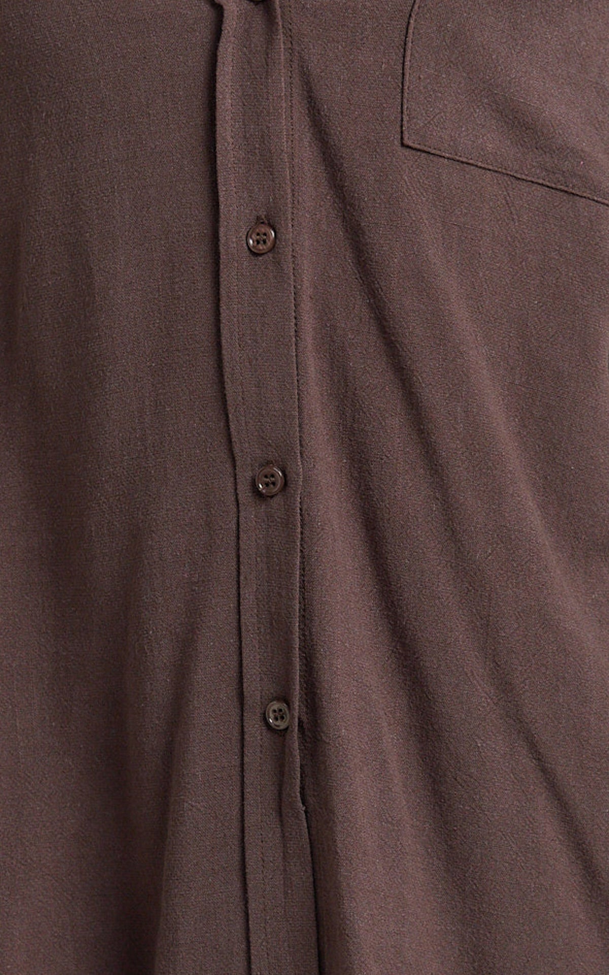 Leanne Top - Button Down Linen Blend Long Sleeve Shirt in Chocolate