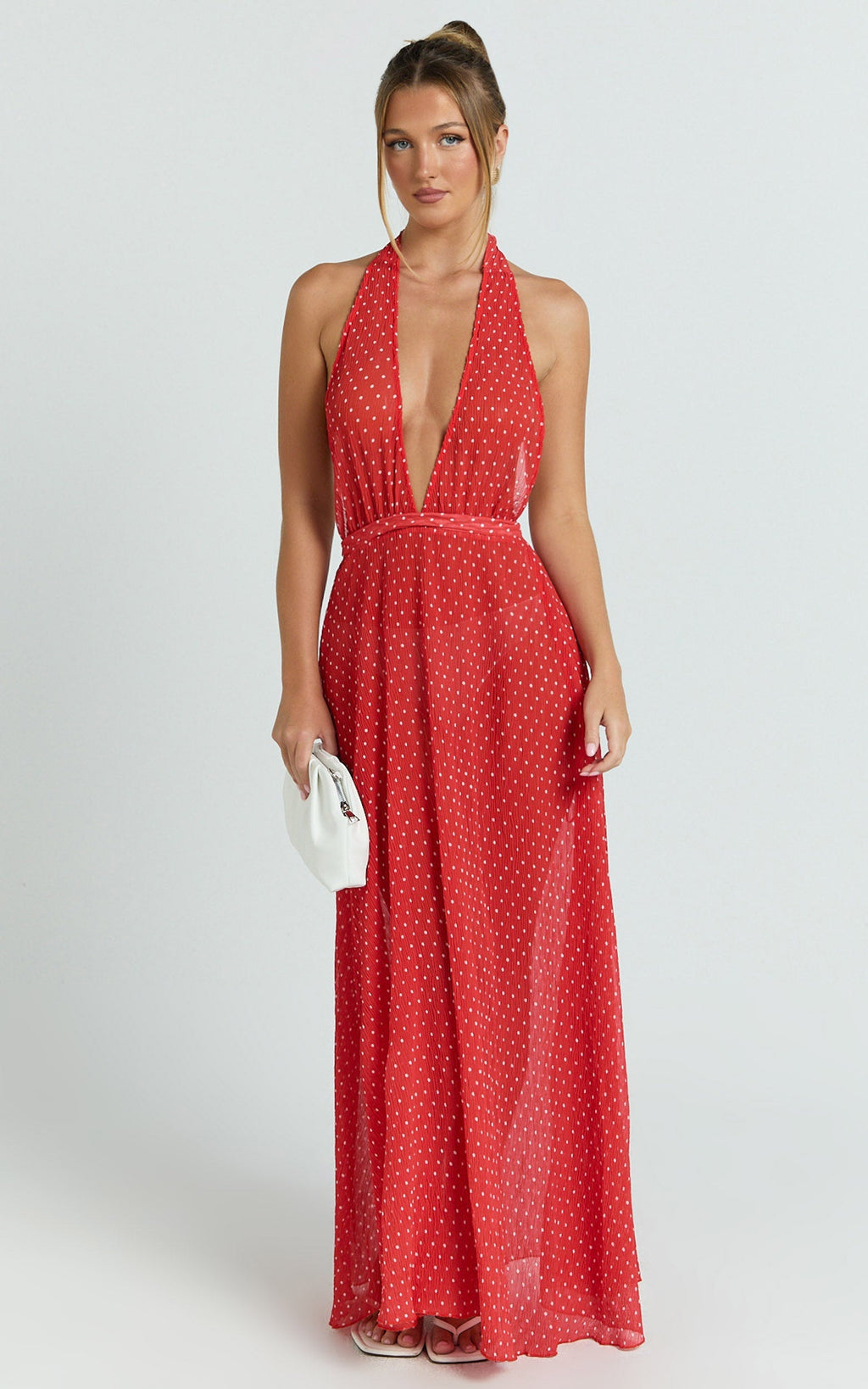 Lioness - District Maxi Dress in Tomato Polka