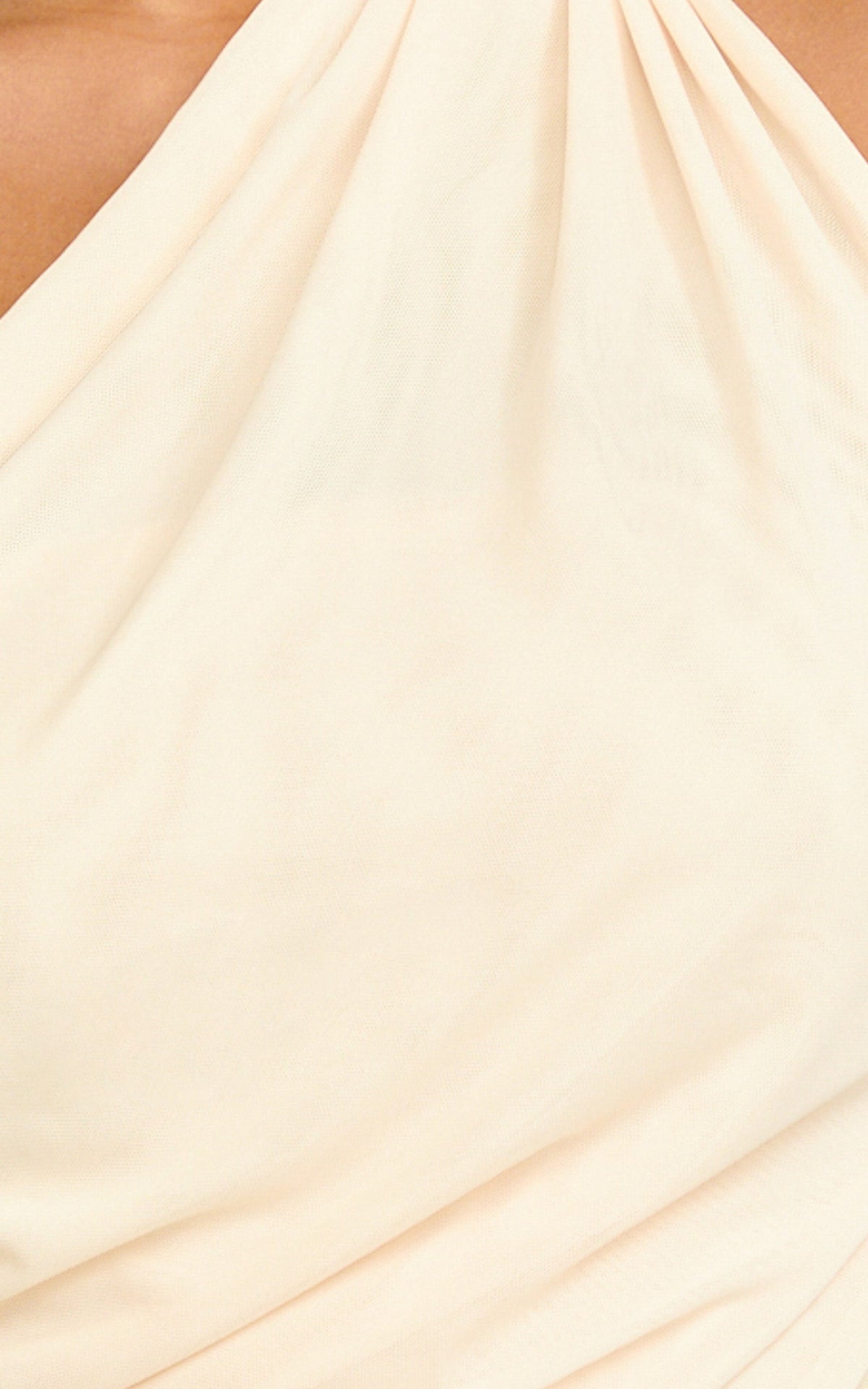 Lucienne Bodysuit - One Shoulder Draped Scarf Bodysuit in Cream
