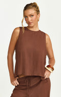 Makenna Top - Crinkle Shell Top in Chocolate