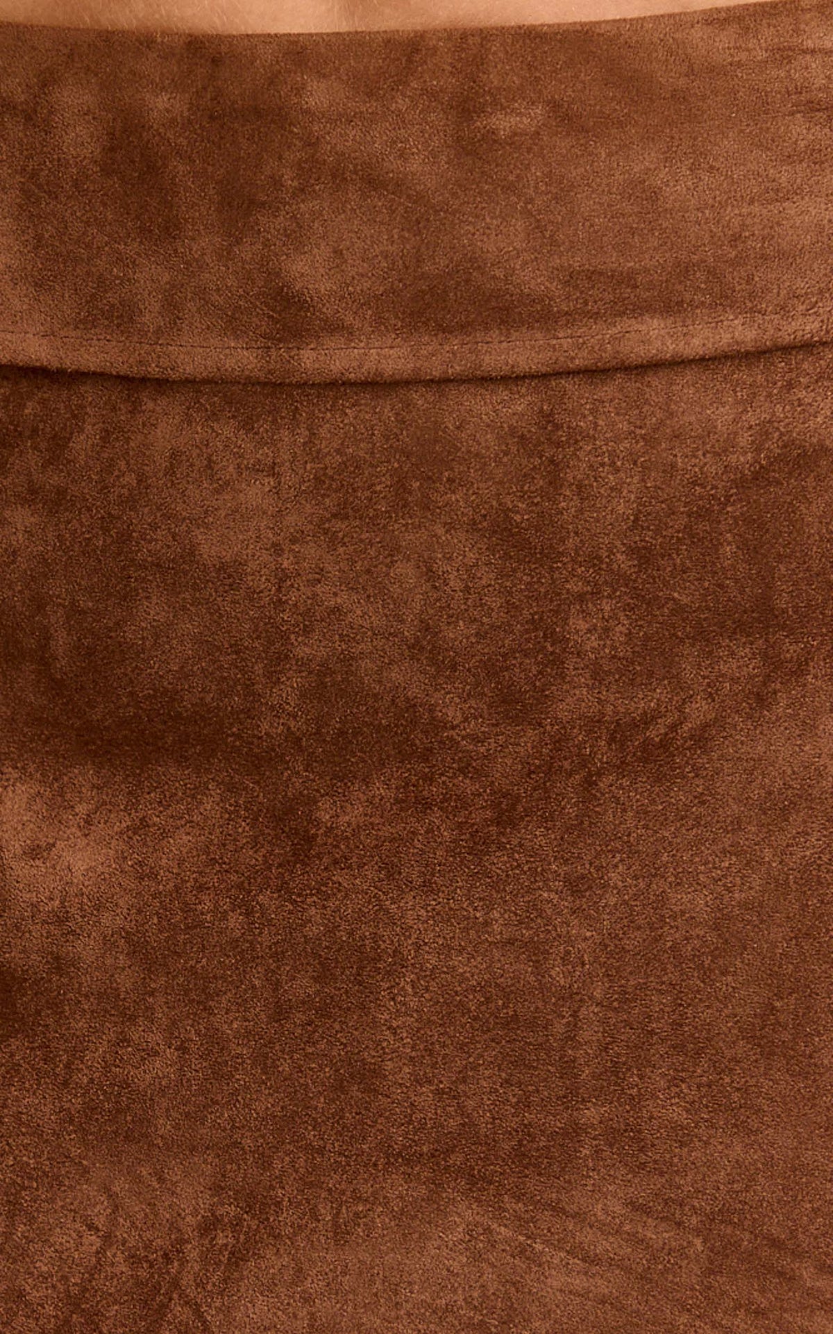 Mia Mini Skirt - Mid Waisted Suede A Line Skirt in Chestnut
