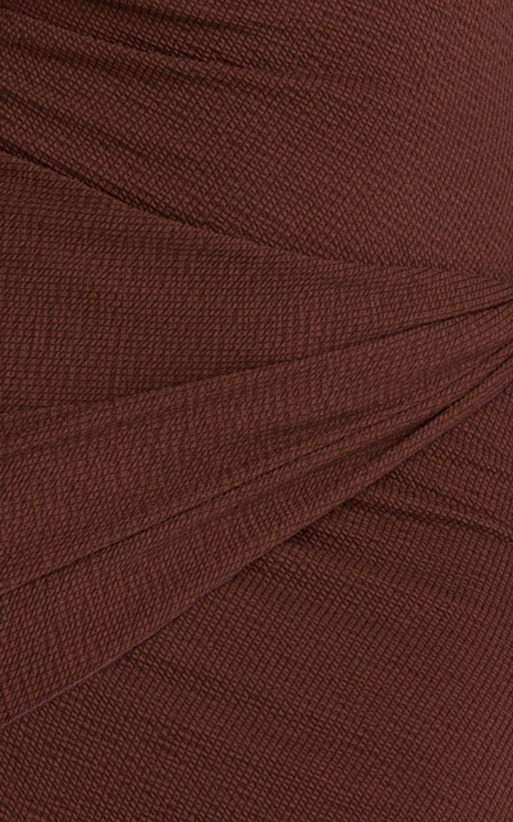 Noah Mini Dress - Off Shoulder Draped Skirt Jersey Dress in Chocolate