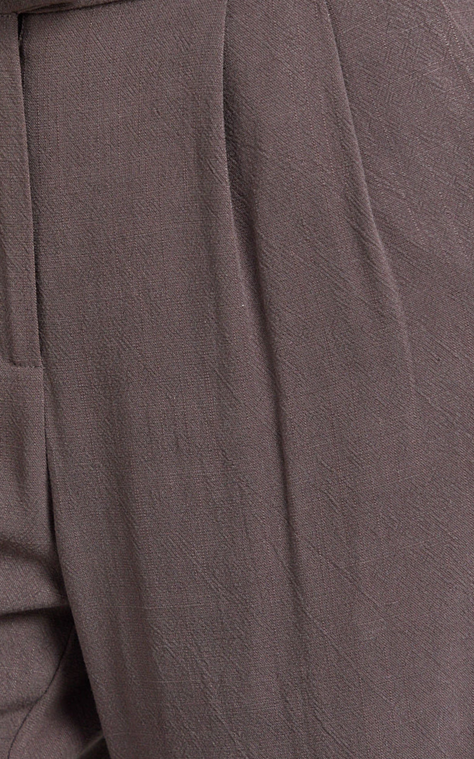 Norma Pants - High Waist Linen Blend Wide Leg Pants in Mushroom