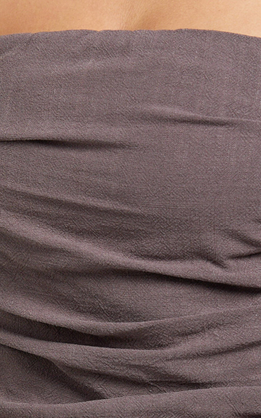 Norma Top - Strapless Linen Blend Scarf Tie Top in Mushroom