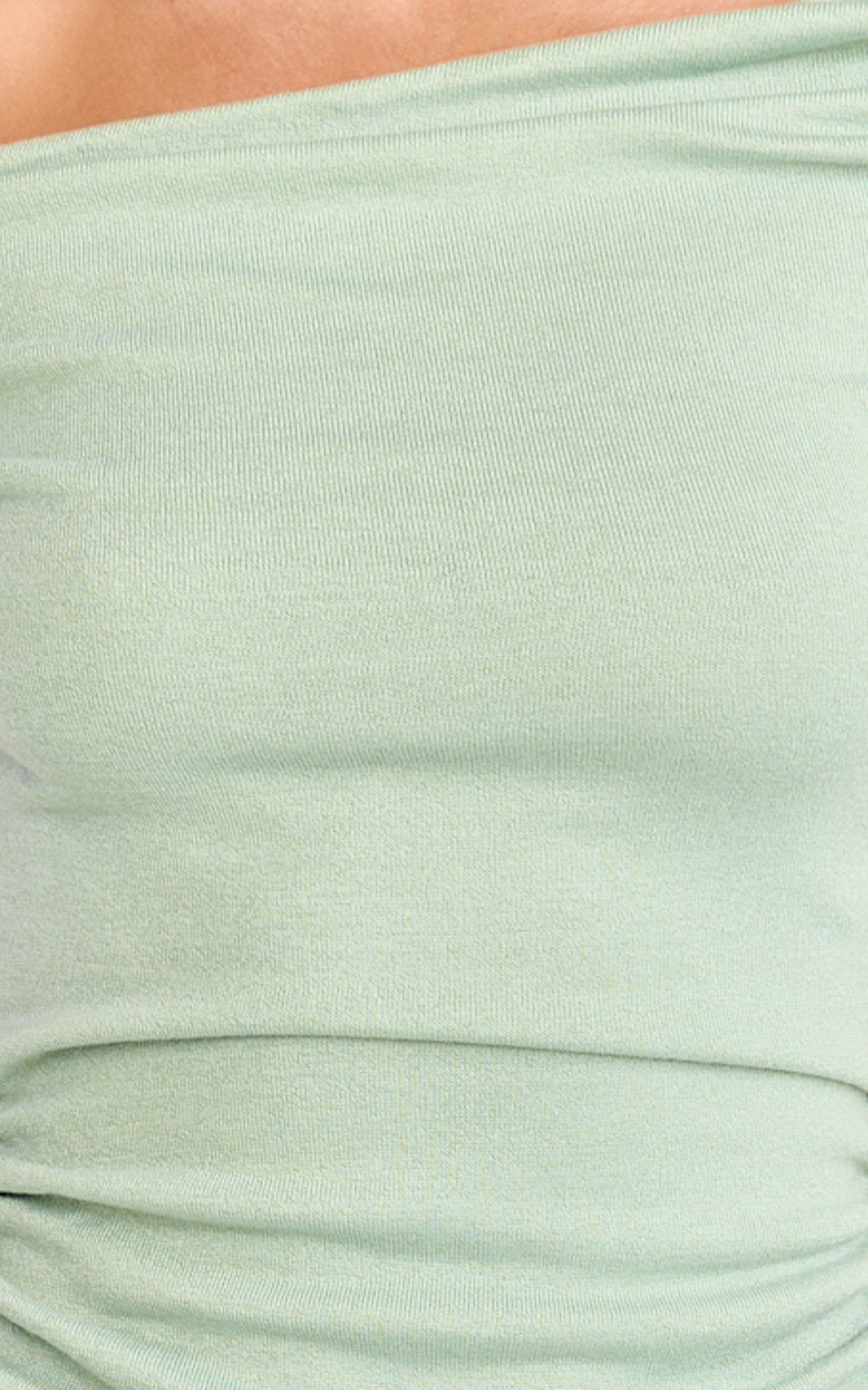 Ophelia Mini Dress - Ruched Off Shoulder Dress in Sage