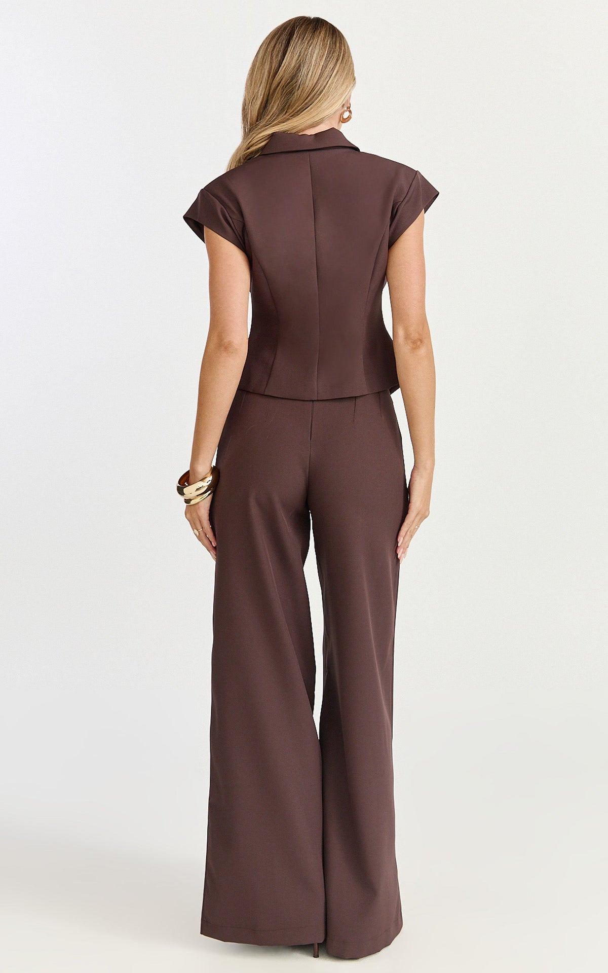 Poppy Pants - High Waist Darted Wide Leg Pants in Dark Chocolate