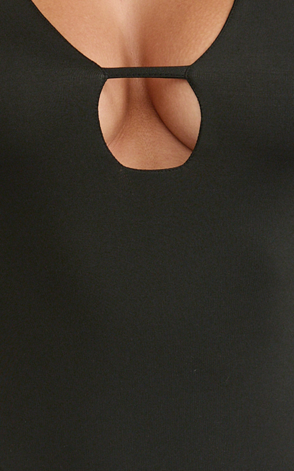 Ricki Bodysuit - Plunge Neck Long Sleeve Bodysuit in Black