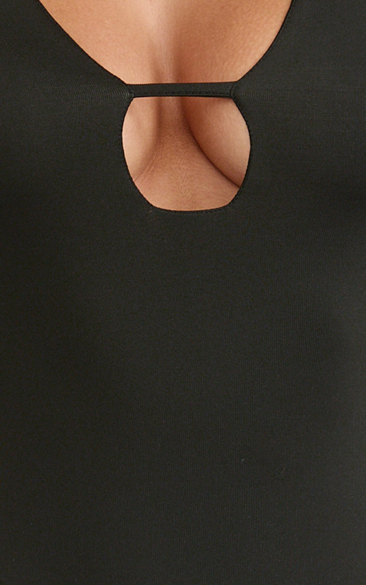 Ricki Bodysuit - Plunge Neck Long Sleeve Bodysuit in Black