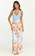 Robyn Pants - High Elastic Waist Relaxed Straight Leg Pants in Cornflower Blue