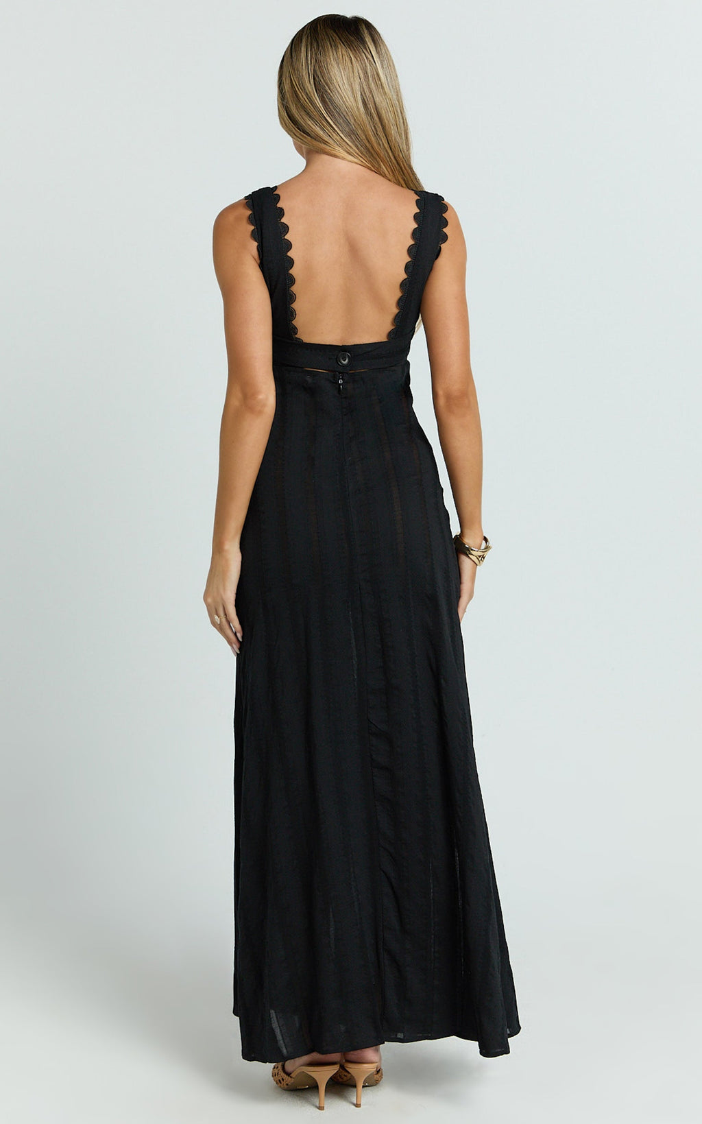 Roxanne Midi Dress - Square Neck Fit And Flare Dress in Black
