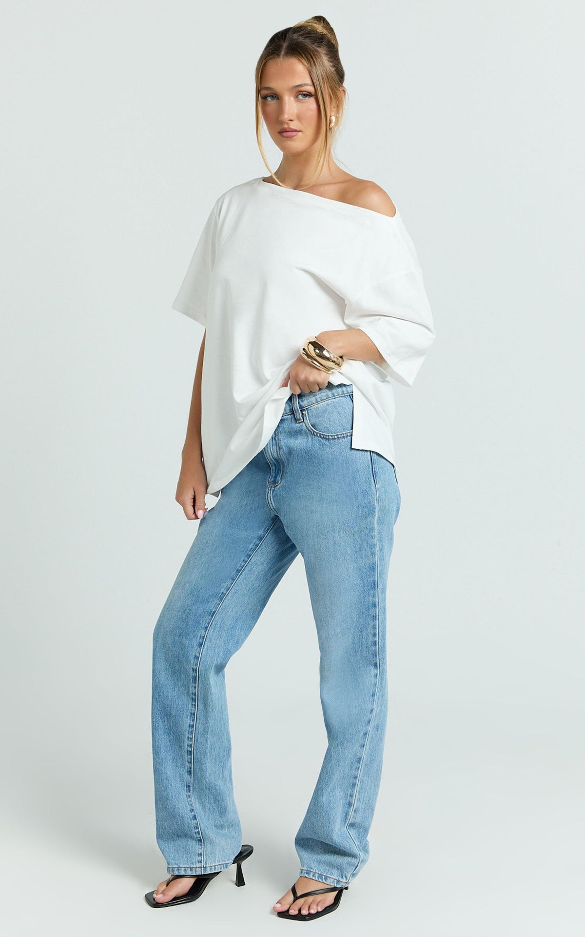Ruby Top - Off Shoulder Asymmetrical T-shirt in White