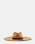 BOHO GLAM STUDS STRAW HAT TAN Women's Hat | Steve Madden