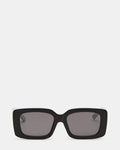 ASHLIN Black/White Frame Rectangle Grey Lens Sunglasses | Steve Madden