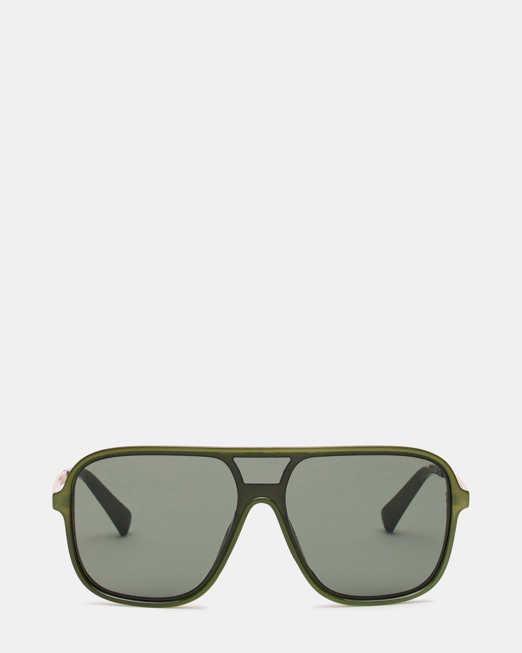 HARLAND Green Frame Shield Dark Grey Lens Sunglasses | Steve Madden