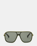 HARLAND Green Frame Shield Dark Grey Lens Sunglasses | Steve Madden