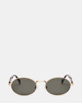 LANDY Gold Frame Oval Charcoal Lens Sunglasses | Steve Madden