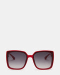 MALERIE Red Frame Square Grey Gradient Lens Sunglasses | Steve Madden