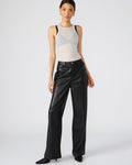 GERALDINE Black Faux Leather Straight-Leg Women's Pants | Steve Madden