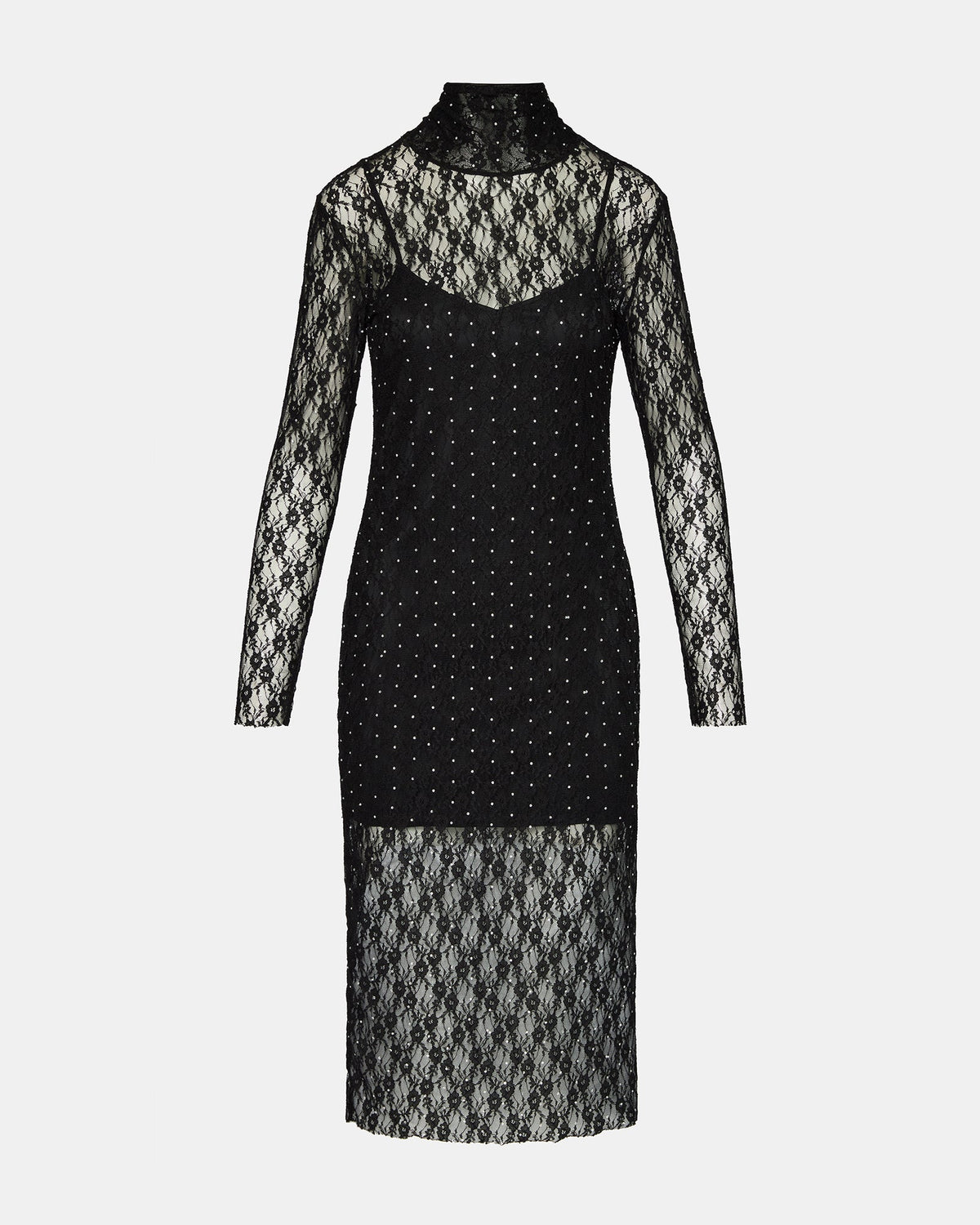 VIVIENNE STUDDED LACE DRESS BLACK