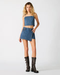 BRIGHTIN Blue Heather Denim Asymmetrical Set Women's Skort | Steve Madden