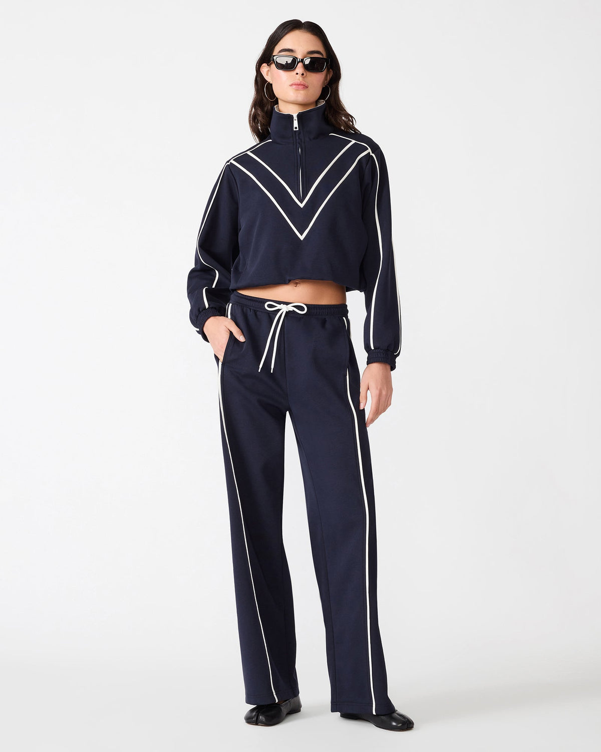 KARLINE Midnight Knit Quarter Zip Set Women's Jacket | Steve Madden