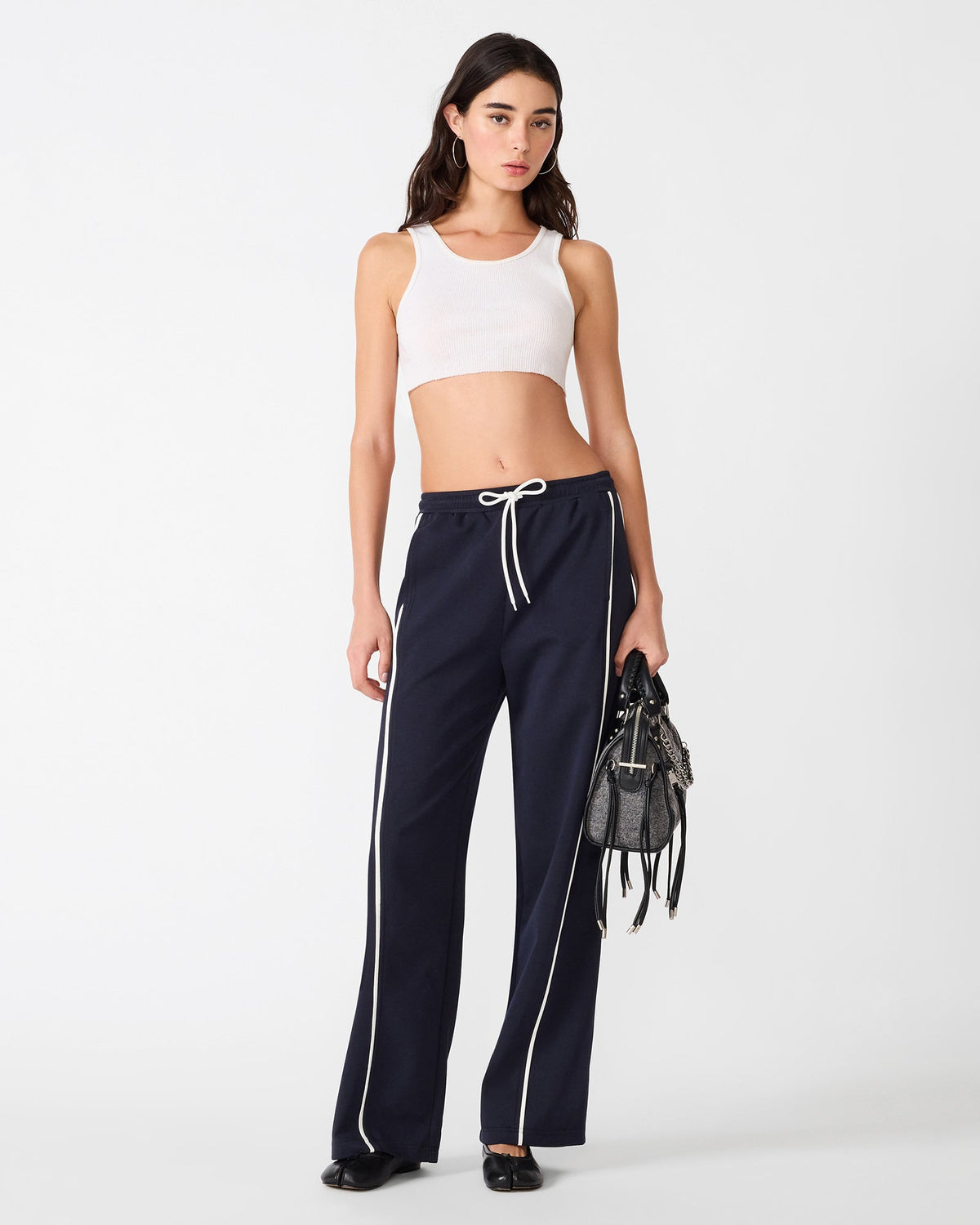 KRISTINA Midnight Elastic Wide-Leg Set Women's Pants | Steve Madden