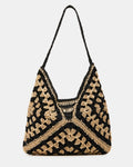 BORA Black Multi Women's Raffia Hobo Shoulder Bag | Steve Madden