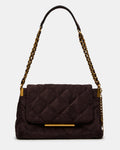 COLETTE Chocolate Quilted Chain Shoulder Handbag | Steve Madden