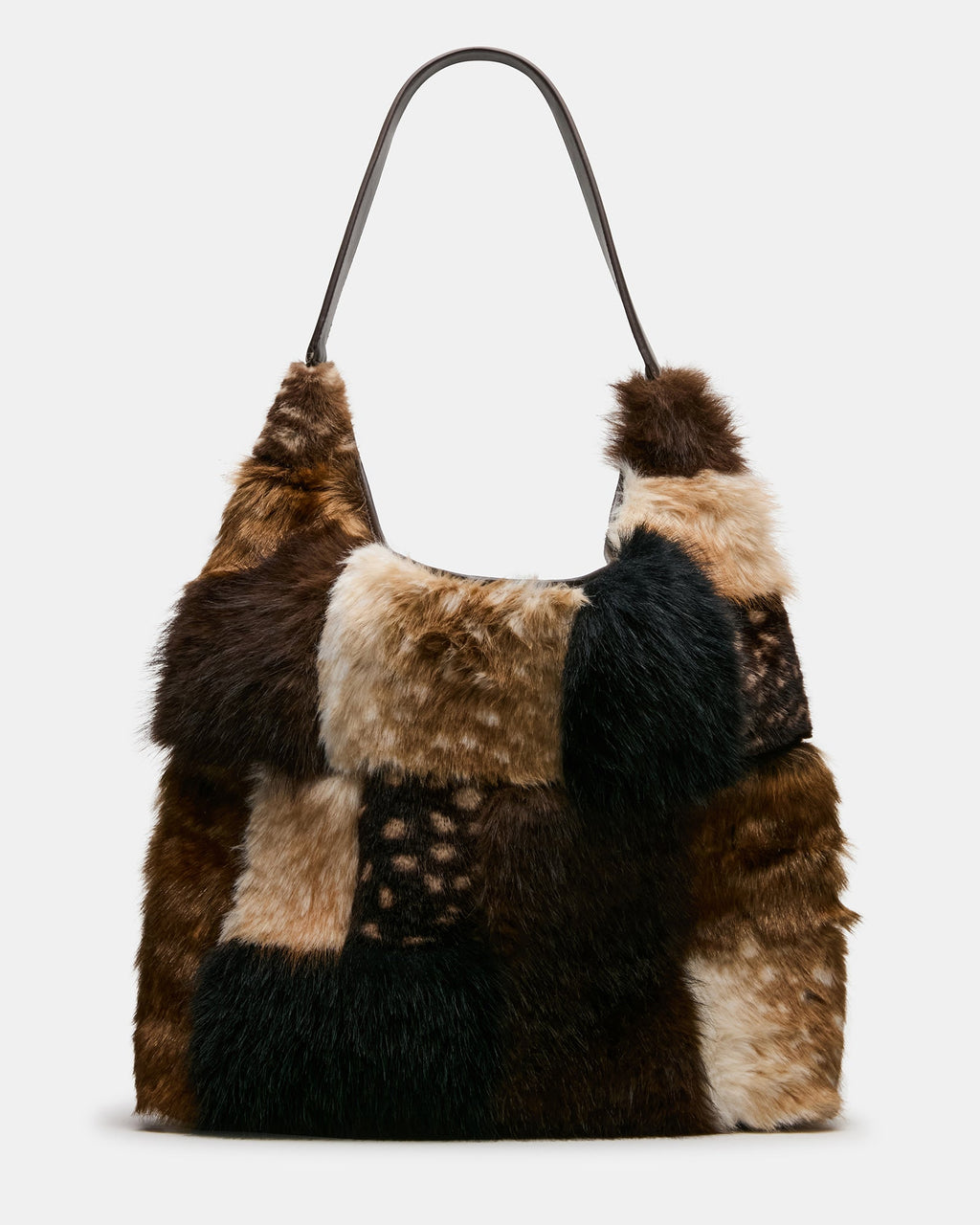 LENORES Faux Fur Patchwork Tote Handbag | Steve Madden
