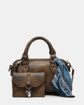 MEL Brown Distressed Top-Handle Crossbody Keychain Gift Set | Steve Madden
