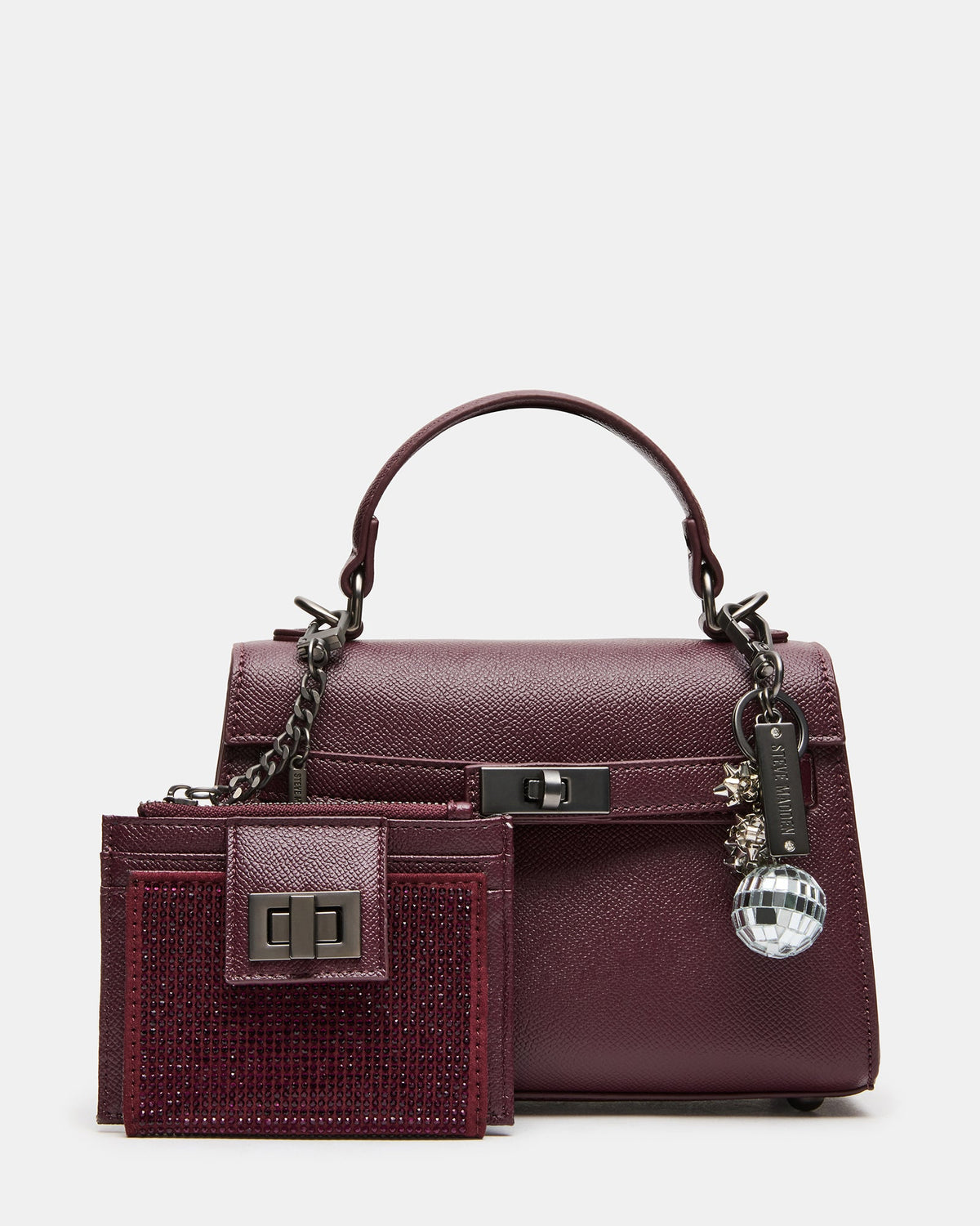 SIGNIFY Dark Cherry Top-Handle Crossbody Wallet Bag Charms Gift Set | Steve Madden