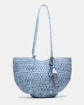 TYDES Bag Blue Boho Straw Shoulder Strap Tote Handbag | Steve Madden
