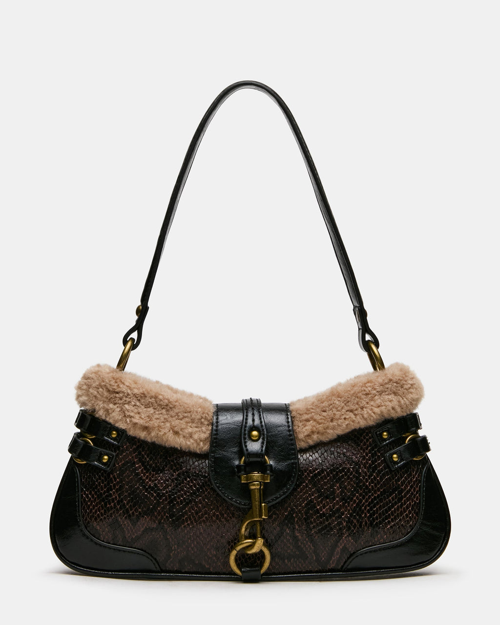VEXA Sherpa Brown Multi Shoulder Handbag | Steve Madden