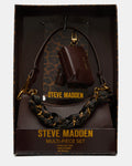 MIKA Chocolate Shoulder Handbag Scarf Charms Gift Set | Steve Madden