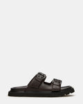 LUXOR Dark Brown Slide Footbed Men's Sandal | Steve Madden