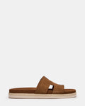 MERRICK Cognac Suede Footbed Slide Men's Sandal | Steve Madden