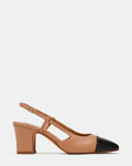AZARI Natural Black Cap-Toe Slingback Women's Block Heel | Steve Madden