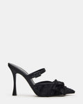 BAYLIN Black Satin Rhinestones Bow Pointed-Toe Stiletto Women's Heel | Steve Madden