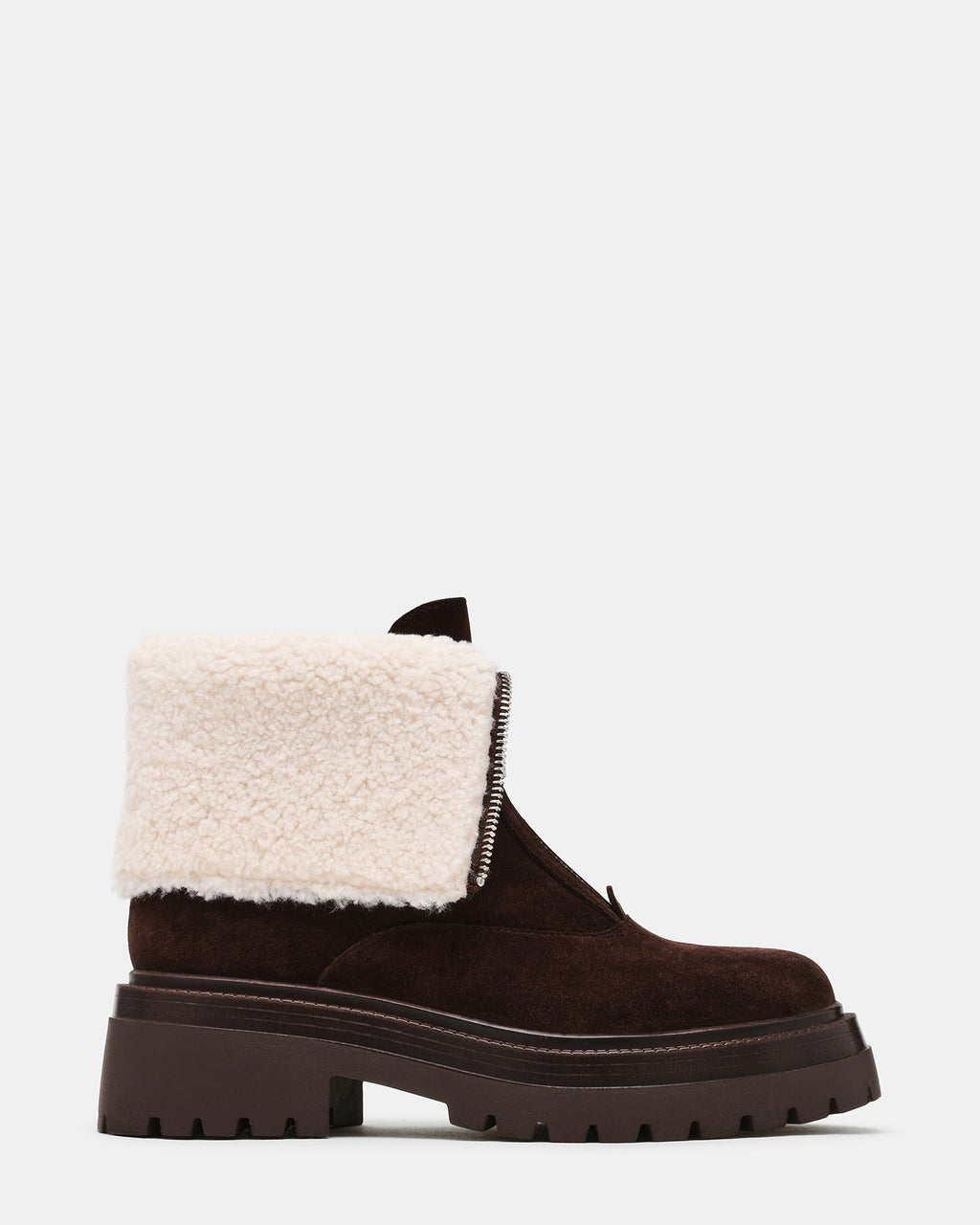 BLIZZARD Chocolate Brown Suede Faux Fur Women's Ankle Boot | Steve Madden