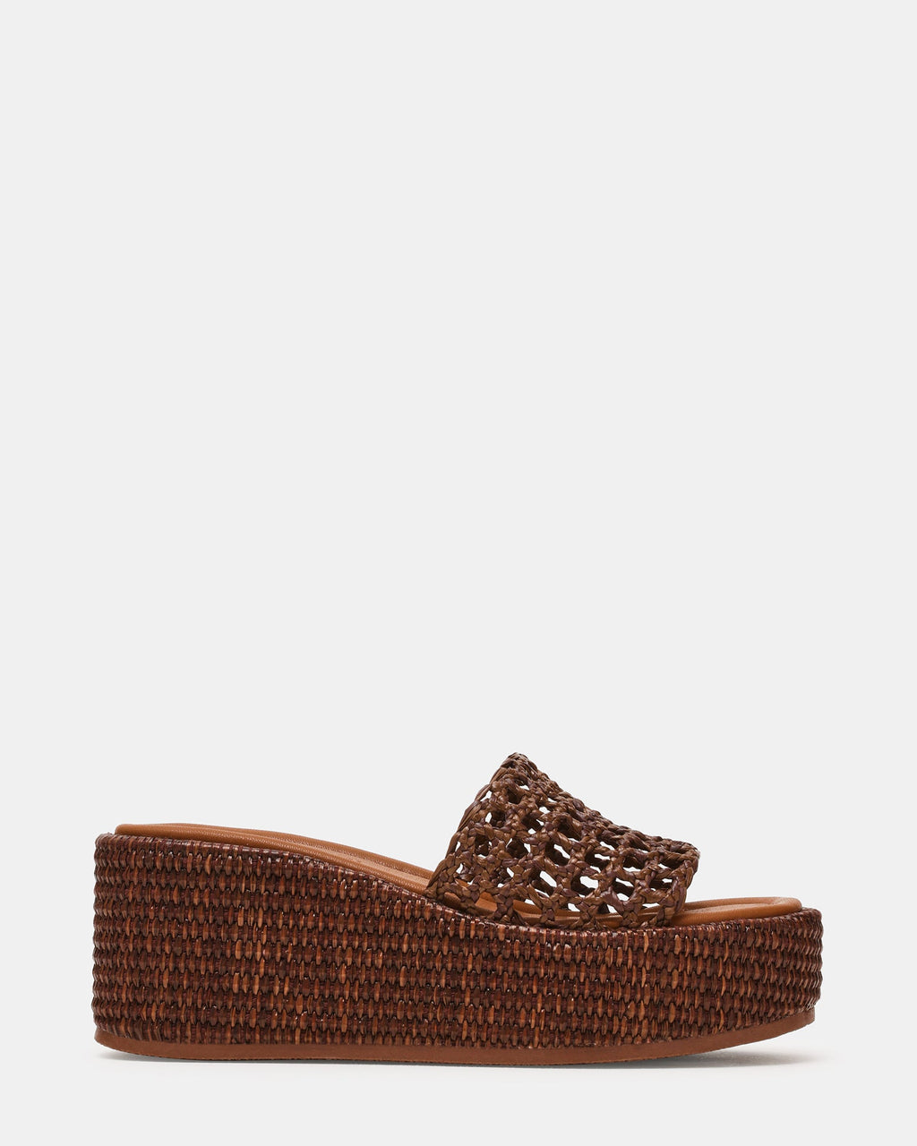 BRANDY Brown Raffia Woven Mule Platform Slide Women's Sandal | Steve Madden