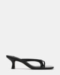 BRIENNA Black Leather Thong Women's Kitten Heel | Steve Madden